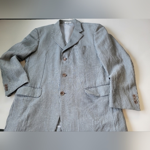 Paco Robanne Seersucker Striped Men's Blazer Grey Size 40S? see measurements - Picture 12 of 13